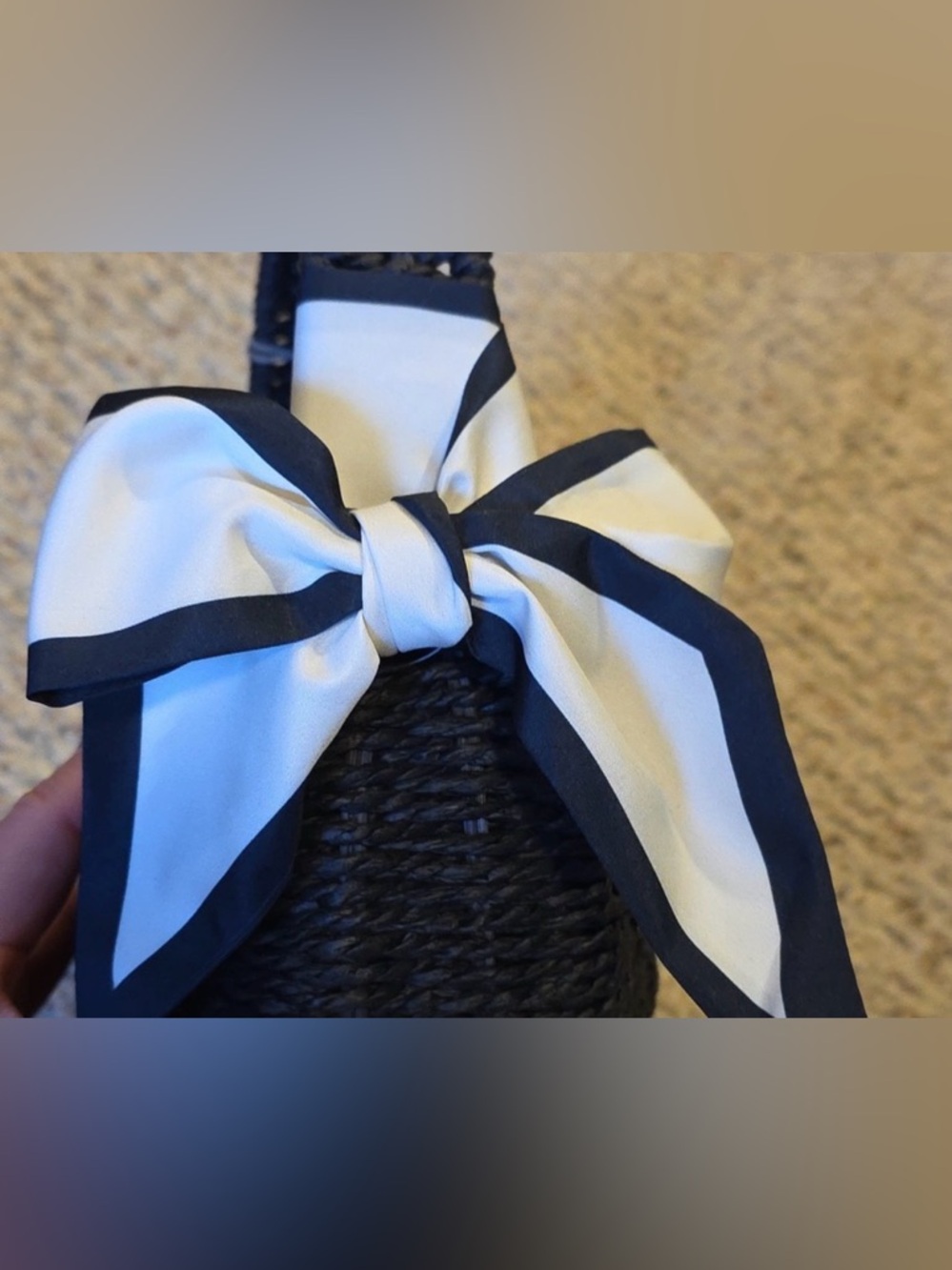 A New Day Black Woven Mini Bag Bow Detail Top Handle Purse NWT in bag - Picture 8 of 11